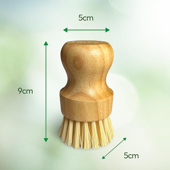 Moka Bamboo Dish Brush - Eco Friendly Scrub Brush with Natural Bristle - Premium Bamboo Dish Scrubber for Kitchen Cleaning, Dishes, Pots, and Pans - Sustainable and Durable