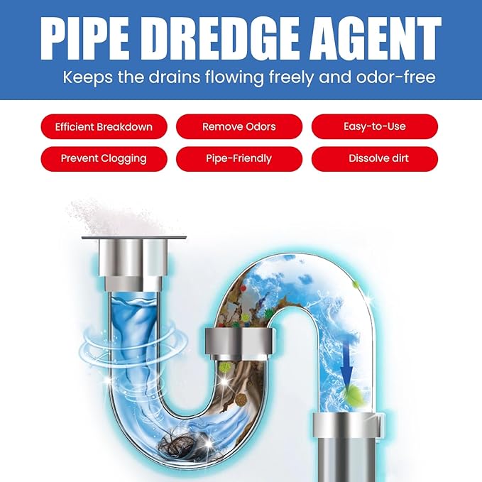 Drain Cleaner - Unclog Kitchen Sink, Bathroom Drain, Toilet, Hair & Grease Remover, Deodorizer, Safe for All Pipes(2PCS)