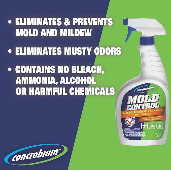 Concrobium Mold Control Spray, 32 oz, Mold and Mildew Cleaner for Hard Surfaces, Helps Eliminate and Prevent Mold and Musty Odors, No Bleach Formula for Indoor and Outdoor Use