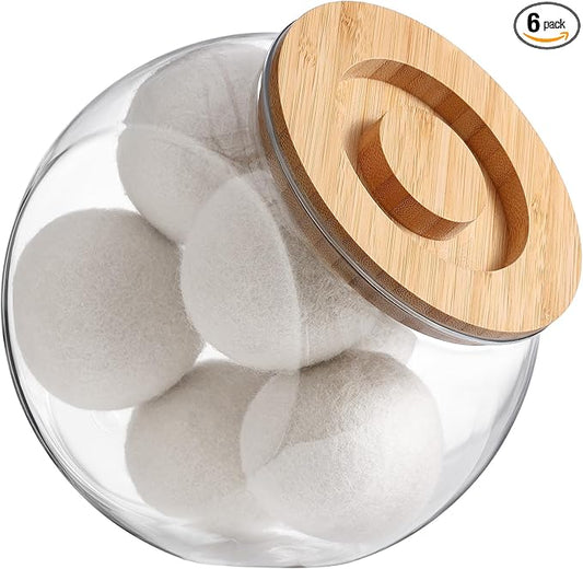 SUBEKYU Dryer Ball Holder for Laundry Room Organization,0.85 Gallon Laundry Pods Container ,Plastic Dishwasher Pods Dispenser,Laundry Pods Holder Dispenser,Laundry Room Organizer(No Dryer Balls)