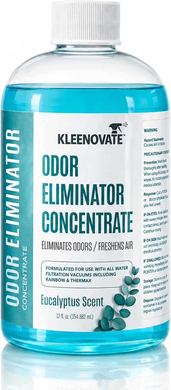Odor Eliminator Air Freshener & Deodorizer Concentrate, Compatible for Rainbow, Sirena, Thermax, Prolux - Biodegradable Formula for Spraying & Water Based Vacuums - 12 fl oz. (Eucalyptus)