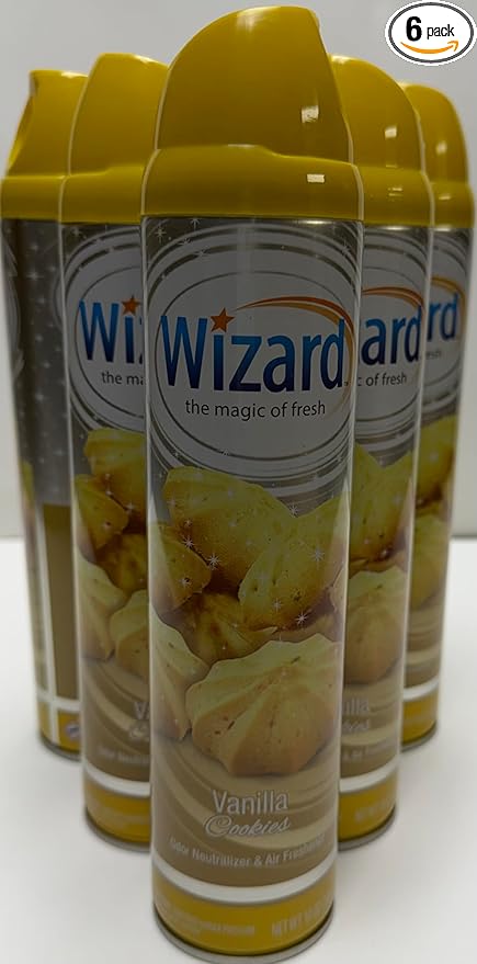Wizard The Magic of Fresh | Odor Neutralizer & Air Freshener - 10 Oz. Vanilla cookie (Pack of 6) (Packaging May Vary)