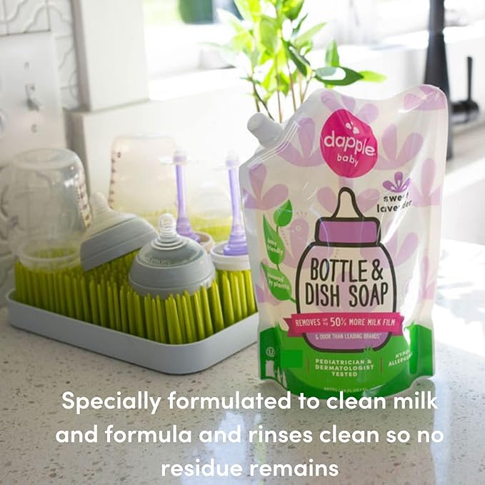 Dapple Baby Lavender Bottle & Dish Soap Refill Pouch - (2 Pack) 33.8 fl oz - Plant-Powered Cleaner for Baby Bottles, Pump Parts, and Sippy Cups