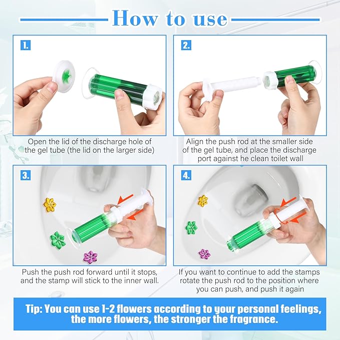 5 Pcs Toilet Gels 70 Count 5 Kinds Flower Stamp Bowl Gel Scent Toilet Stain Removal Cleaner Air Freshener Flower Stamps Pack for Bathtubs Bathroom