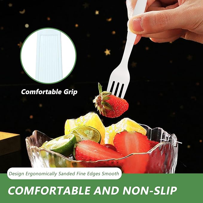 300 Disposable Spoons, Large Biodegradable Eco-Friendly Durable and Heat Resistant, Alternative to Plastic Spoons