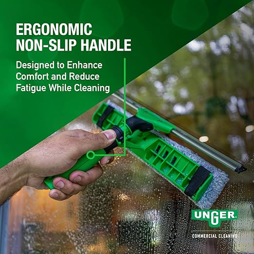 Unger Commercial VisaVersa Window Cleaning Washer and Squeegee Pro Tool 18”/45cm - 2-in-1 Design with Microfiber Pad for Window Cleaners - VV450