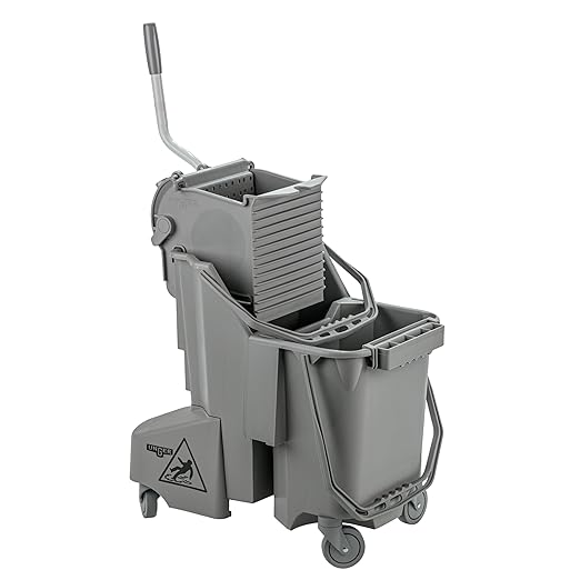 Unger Commercial SmartColor Floor Cleaning Kit - 32qt Dual Bucket System, Telescopic Microfiber Mop, Pads, Cloths plus Toilet Brush and Holder Set - Janitorial Cleaning & Floor Care - FMK01