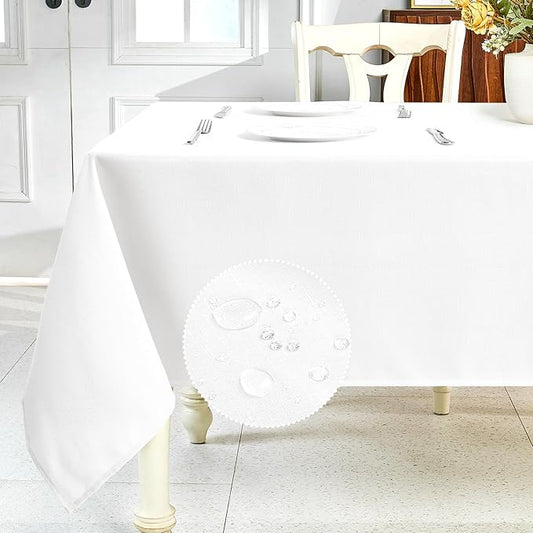 IVAPUPU Textured Linen Table Cloth for Rectangle Table - Waterproof Fabric Tablecloth Rectangular Wrinkle Free Wipeable Dining Cover for Wedding/Birthday/Party Decor, 52 x 70 Inch