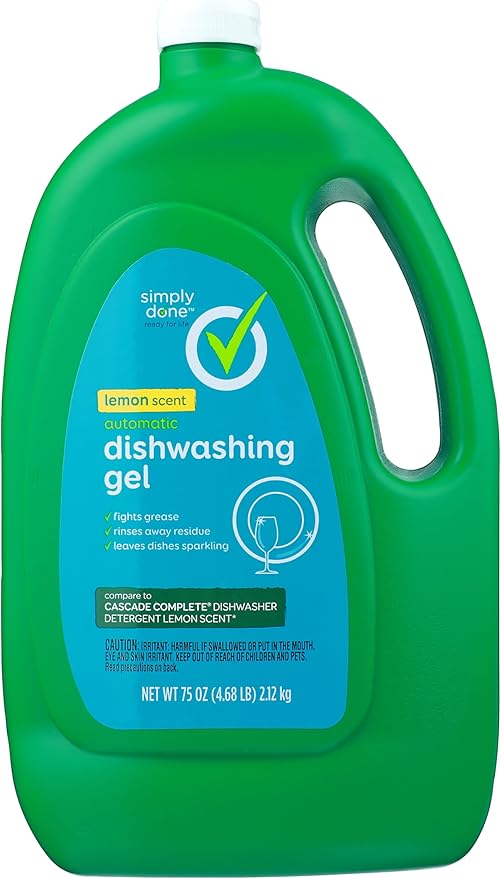 Dishwasher Detergent, Automatic, with Bleach, Lemon Scent, 75 Ounce