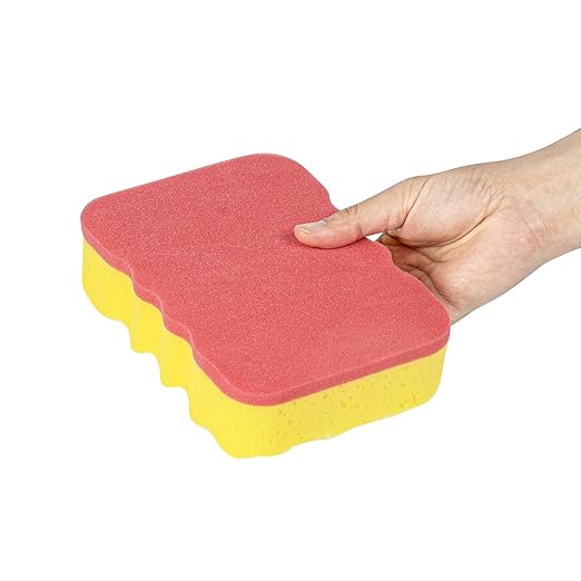Restaurantware Sponge and Scouring Pad Combo 1 Count 7.4 x 5.1 x 1.9 Inches Plastic Multi-Surface Scrubber Flexible Cleaning Sponge for Commercial Kitchens