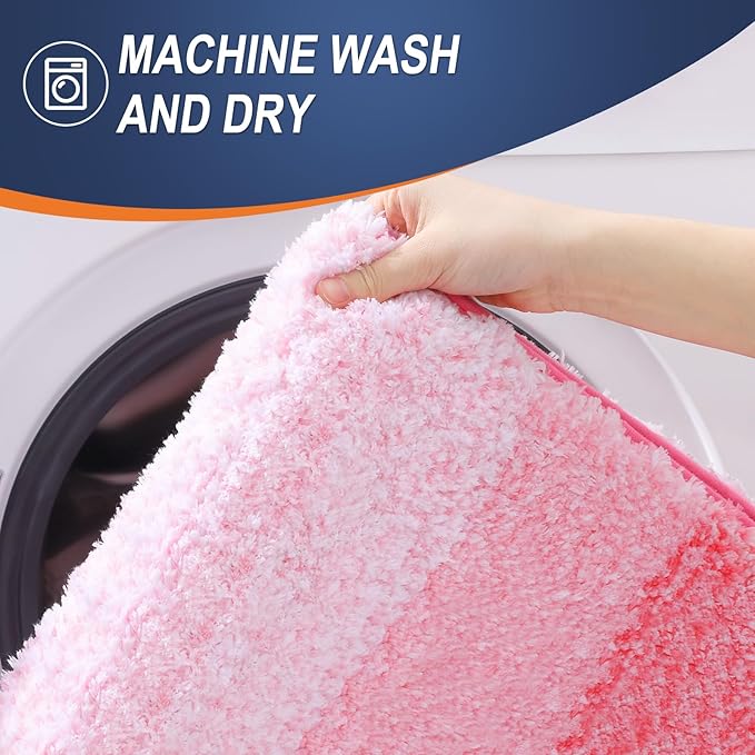 OLANLY Large Bathroom Rugs Mat 45x27, Extra Soft Absorbent Microfiber Bath Rugs, Rubber Backing, Quick Dry, Machine Washable Bath Mats for Bathroom Floor, Tub and Shower, Home Decor Accessories, Pink
