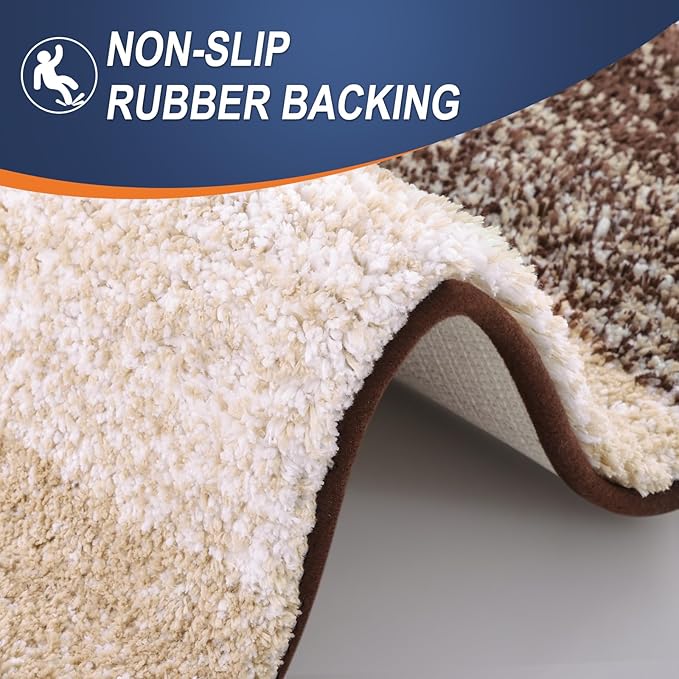 OLANLY Bathroom Rug Mat 59x35, Extra Soft Absorbent Microfiber Bath Rugs, Rubber Backing, Quick Dry, Machine Washable Bath Mats for Bathroom Floor, Tub and Shower, Home Decor Accessories, Brown