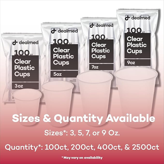 Dealmed 5 oz. Disposable Plastic Cups – 100% Recyclable Cups for Doctor's Offices, School Nurse's, Hospitals, at Home and More (Pack of 200)