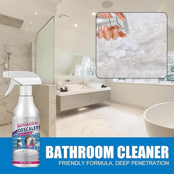 Bathroom Descaler Foam Cleaner Spray, All-Purpose Bathroom Descaler Foam Spray, For Bathtub, Toilet, Glass, Faucet, Fresh Scent