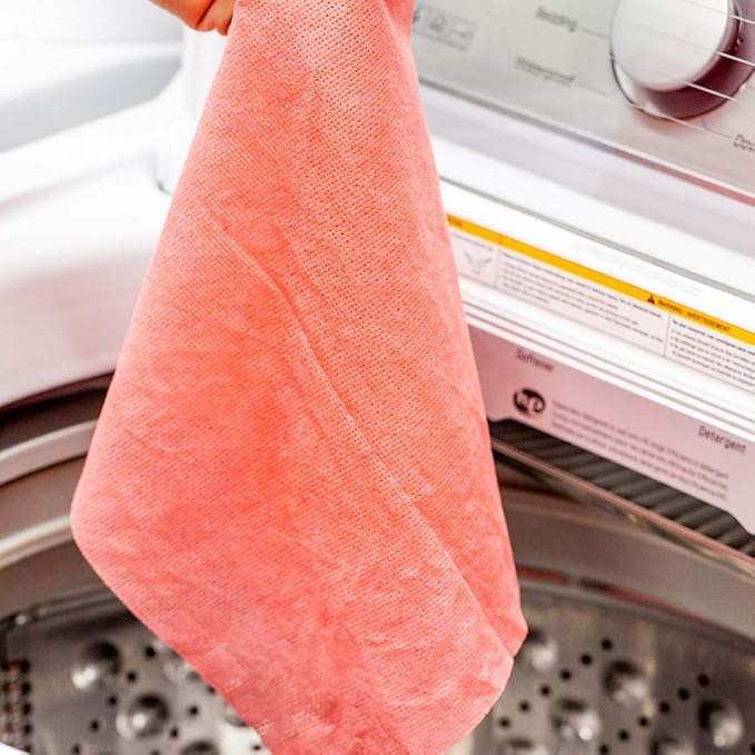 Restaurantware RW Clean 23.6 x 11.8 Inch Reusable Cleaning Cloths 10 Wipes All-Purpose Dish Wipes- Durable Machine-Washable Red Viscose Disposable Cloths Pre-Cut Rectangle Restaurantware