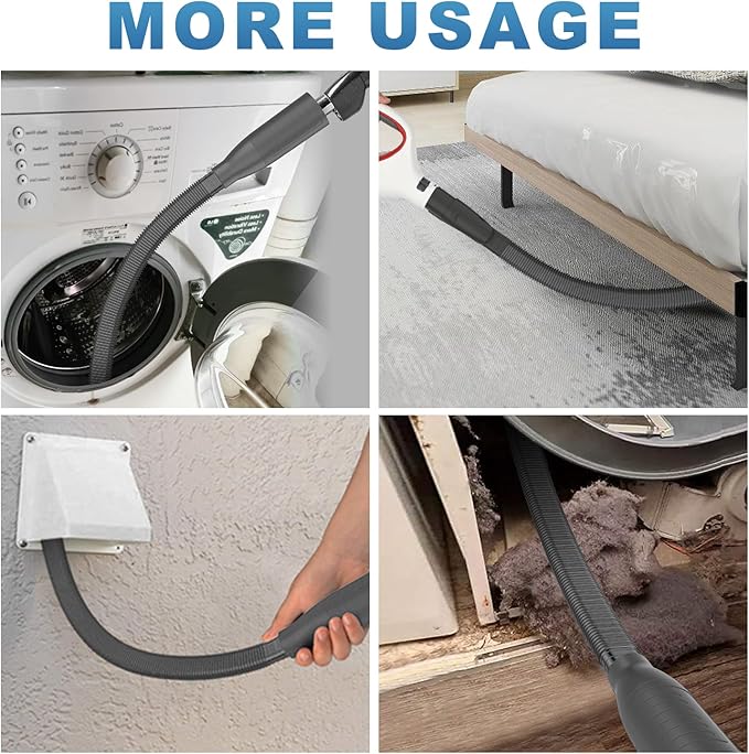 PetOde Dryer Vent Cleaner Kit Vacuum Hose Attachment, Quickly Removes Lint, Cleaning Supplies, Black