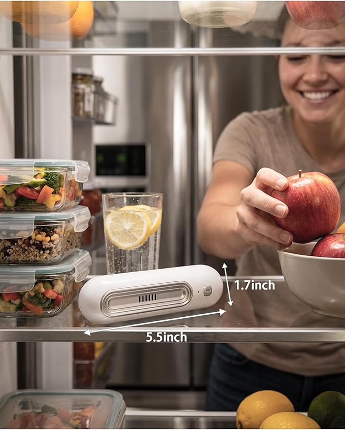 Electronic Fridge Deodorizer - Reusable Refrigerator Odor Management Solution for Fresh Food Storage - No Refills or Filters Required - Compact Air Freshener for Fridge, Freezer, Pantry & Closet