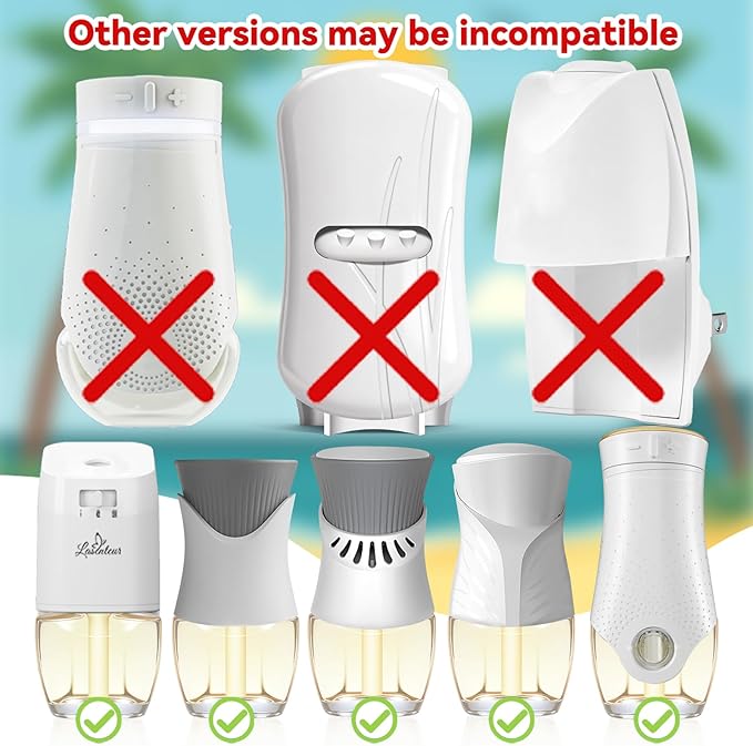 Plug In Air Freshener Refills Starter Kit – 12 Pack Wall Plug In Refills with 1 Adjustable Warmer, Jasmine, Hawaiian, Cotton Scents, Odor Eliminator for Home, Bathroom, Room, House
