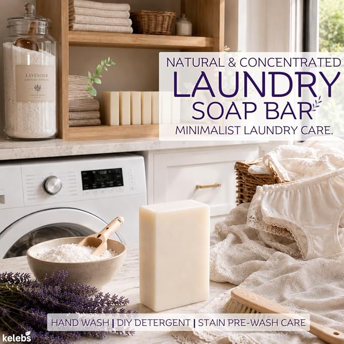 Laundry Soap Bar with Lavender for Sensitive Skin - Delicate Stain Remover Clothes, Underwear, Collar - 2 PCS