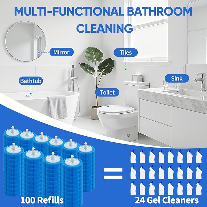 100pcs Disposable Toilet Wand Refills, Replacement Brush Heads Compatible With Clorox Wand Refill System, Upgrade Fiber Cleaner Heads for Closestool Cleaning (not included brush rod)