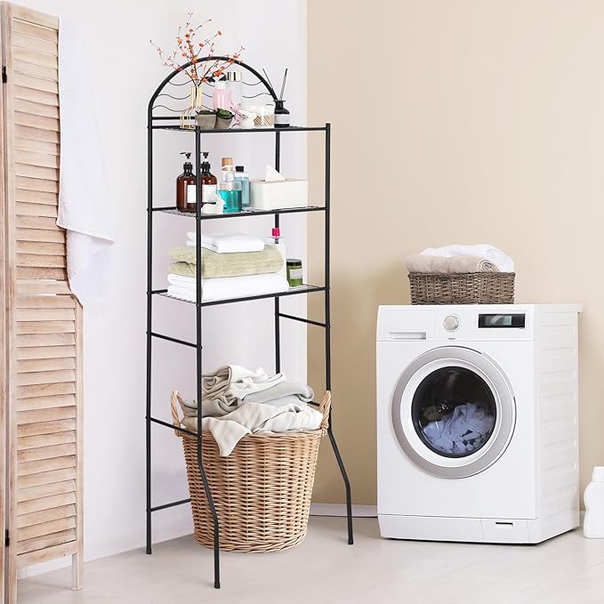 3 Tier Bathroom Over Toilet Storage Organizer Rack, Over the Toilet Storage, Space Saver Wrought Metal Bathroom Shelves, Freestanding Bathrooms Shelf for Restroom Laundry Balcony