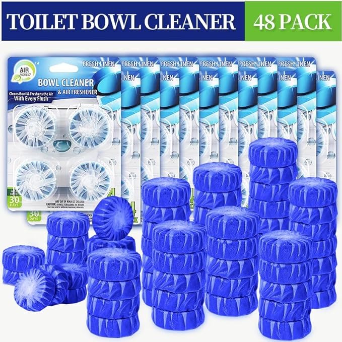 48 Pack Toilet Bowl Cleaner Tablets,Automatic Toilet Cleaner, Deodorizing Fragrance, Yellow Stain Remover, Odor Elimination, Deep Cleaning
