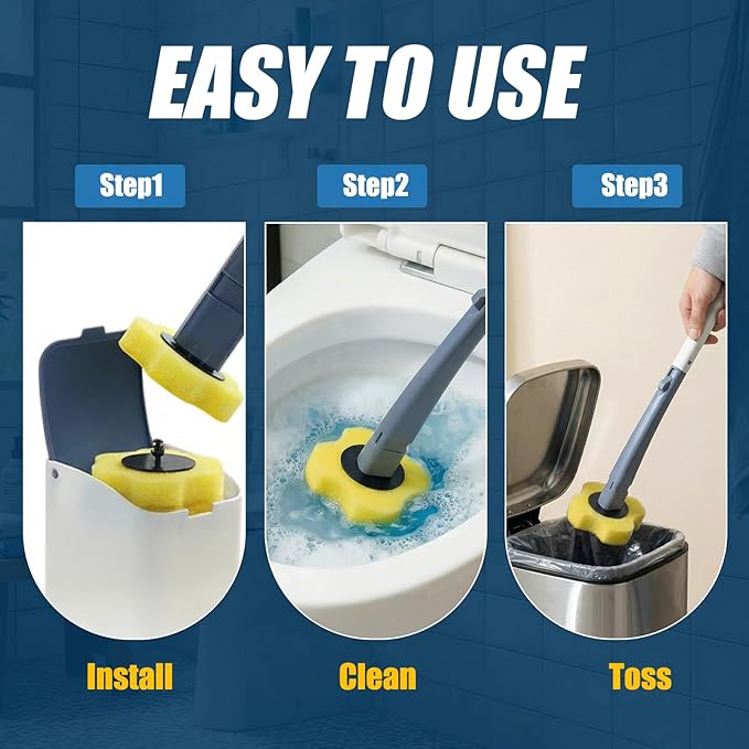 50PCS Toilet Bowl Wand Refills, Replacement Heads for Bathroom Washroom Cleaning Pads, Disposable Toilet Brush Refills Compatible with Household Brushe Scrubber Cleaning Refill, Lemon Fresh Yellow