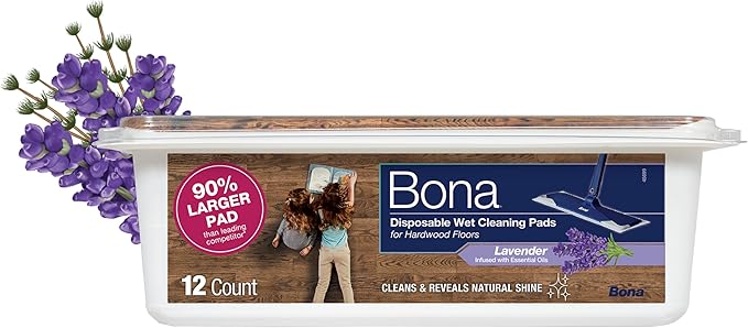 Bona® Disposable Wet Cleaning Pads for Hardwood Floors, Lavender Scent, (Pack of 6)