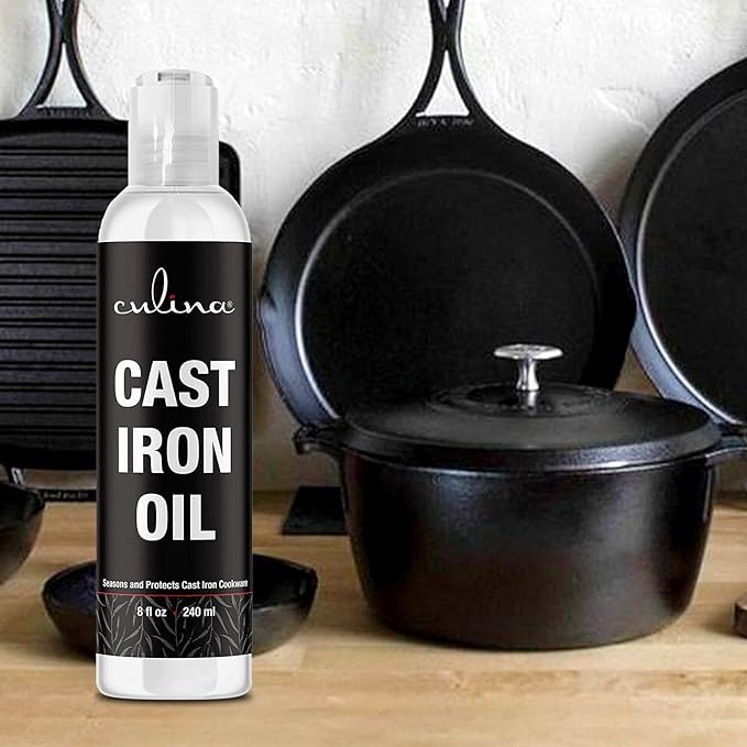 Culina Cast Iron Conditioner Kosher OU Certified Cleans and Protects Cast Iron Cookware, 8 oz