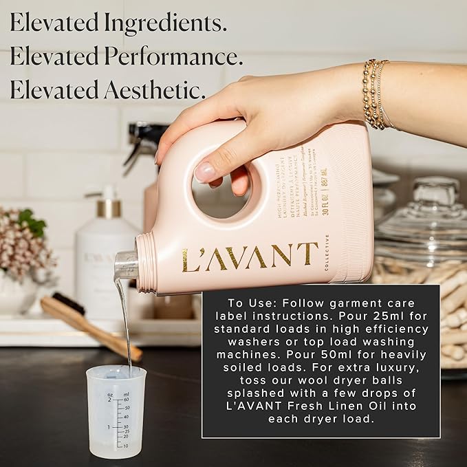 L'AVANT Collective Luxury Laundry Detergent Refill | Eco-Friendly, 75% Less Plastic | Blushed Bergamot | Natural Non-Toxic Liquid Laundry Soap with Enzymes | Plant-Based, HE Compatible | 32 oz