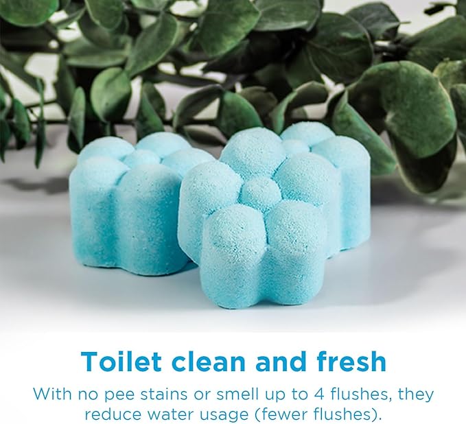 Essential Oil Toilet Bowl Bombs, Long-Lasting Freshness, Clean Toilet Freshener, Deodorizer (5 Tablets) (5 Count (Pack of 1), Eucalyptus) ALL NATURAL NON-TOXIC