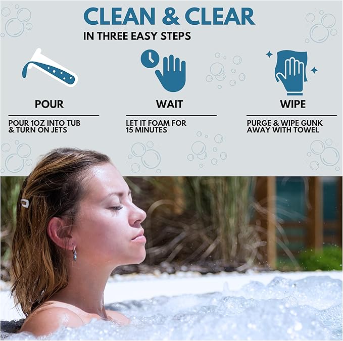 AhhSome Jetted Tub & Hot Tub Cleaner, Powerful Spa Bath Cleaning Solution for Jacuzzis & Whirlpools,16 oz (8 Treatments), Professional Grade Septic Safe Solution for Hot Tubs, Made in USA
