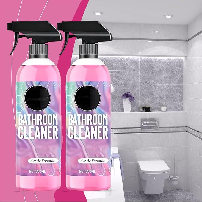 Gefanly Bathroom Cleaner, 10 Fl Oz Gefanly Powerful Pink Bathroom Cleaner Spray, Bathrooms Descaler Foam Cleaners, Gentle Formula, for Tub Floor Tile, Showers, Toilet, Bathtubs, Glass Surfaces (1PCS)