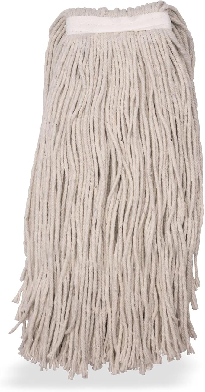 SPARTA Flo-Pac Cotton Mop Head, Cut-End, Narrow Band with White Band for Organized Cleaning, 40 Inches, Tan, (Pack of 12)