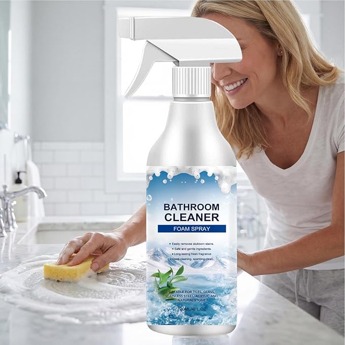 Bathroom Cleaner Foam Spray, With Fast Acting Stain Removal Formula, 120ml, Antíbacteríal Dísinfectant Cleaner, Dísinfectant Spray & Liquids, Gentle Formula, For Home, Wall, Floor, Bathtub, Toilet