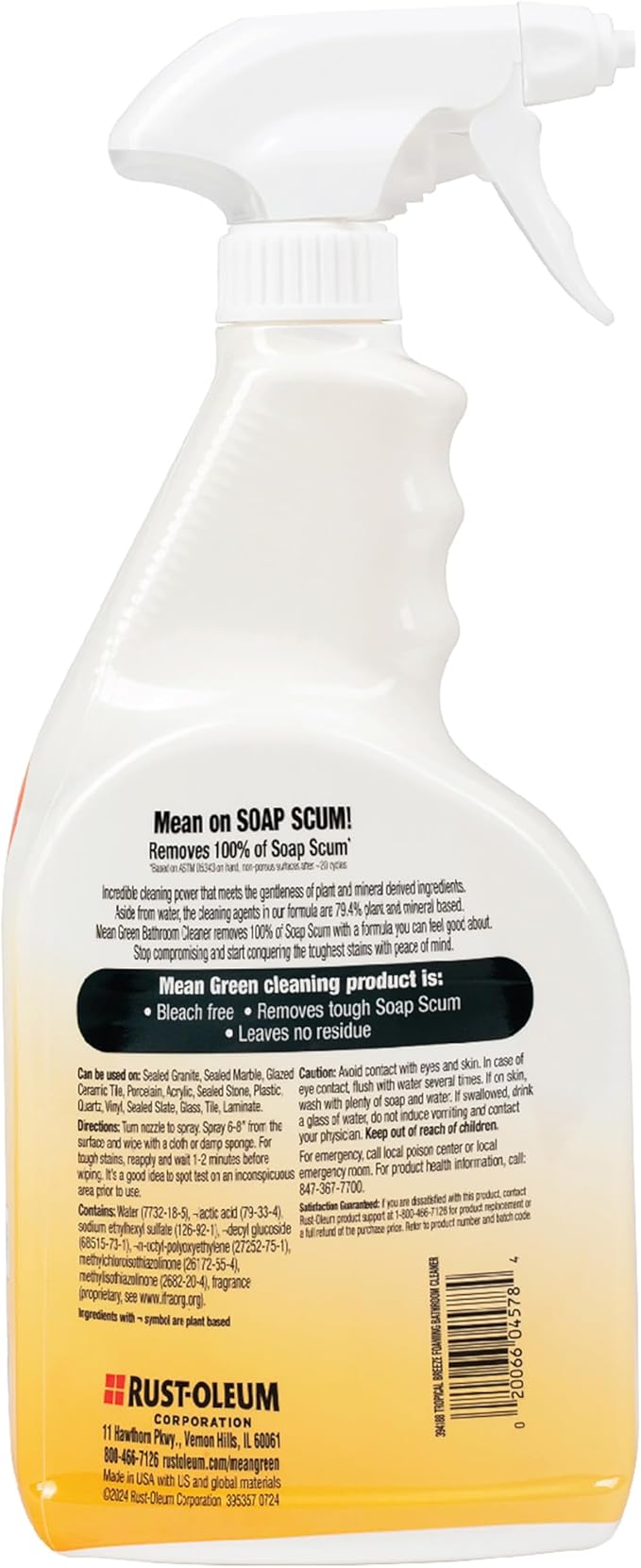 Mean Green Foaming Bathroom Cleaner Spray, Tropical Breeze, 32 oz – Removes 100% of Soap Scum, Shower, Tile, Sink & Bathroom Surfaces