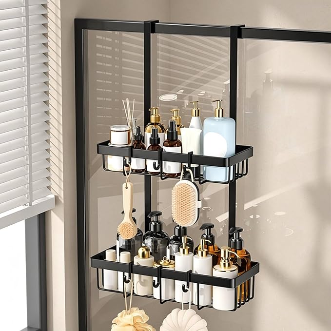 Washroom Wall Shelf Large Capacity Shower Rack Storage Solution for Toilet Room