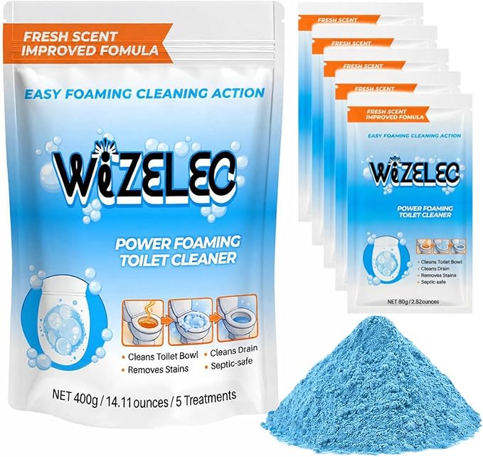 Toilet Bowl Cleaning Powder self-foaming formula powerfully removes stains and odors leaves a long-lasting fresh scent for Bathroom (2.82 Ounce(Pack of 5))