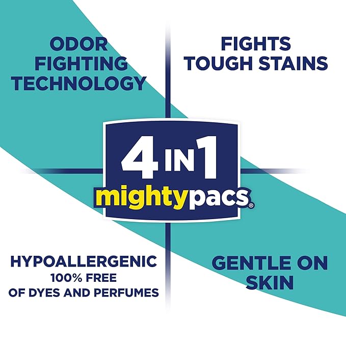 All Mighty Pacs Laundry Detergent, Free Clear Odor Relief Pouch, 16 Count