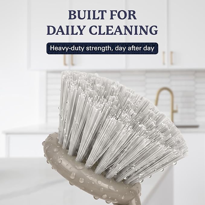 Farberware Dish Brush with Handle – 2 Pack Kitchen Scrub Brush for Dishes, Non-Scratch Dishwashing Brush Set with Firm Bristles for Pots, Pans, & Sink, Soft Grip Handles for Everyday Cleaning