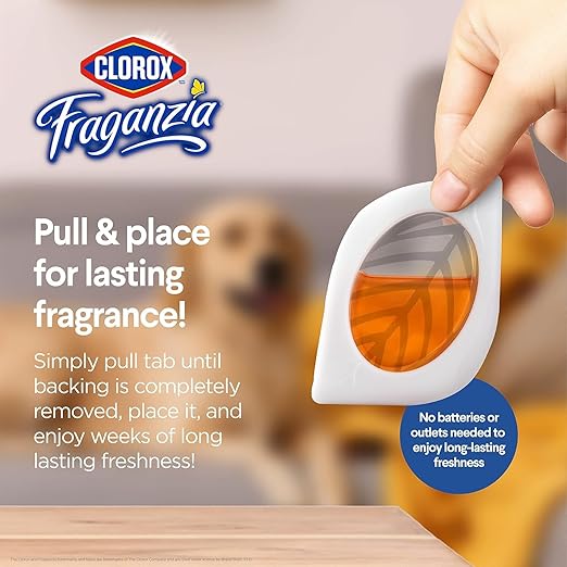 Clorox Fraganzia Small Rooms Air Freshener, Island Escape - Peel & Place, No-Plug, Battery-Free for Closets, Laundry Room, Entry Way, Bathroom, Locker, 0.25 Fl Oz Each, 2 Count - 2 Pack