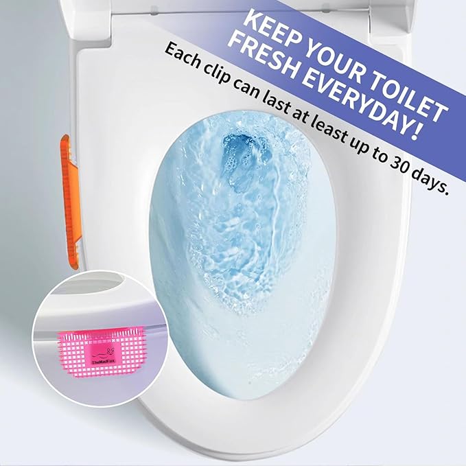 12 Pack Toilet Bowl Freshener Clip, Eco Bowl Clip Air Freshener for Bathroom, Odor Eliminator with Natural Melon Fragrance Oils, Long Lasting Up to 30 Days, Discreet Clip for Toilet Rim