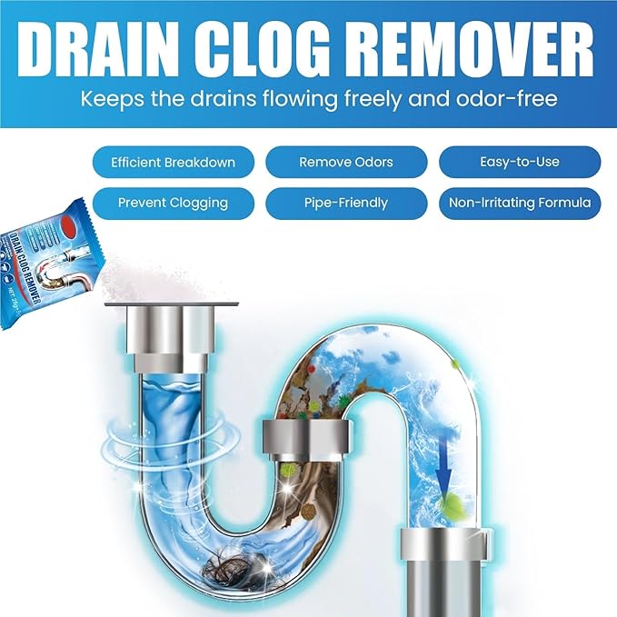 Household Drain Cleaner Powder, Quickly Dissolves Hair Grease Clogs In 30 Minutes, Suitable For All Standard Pipes(3 boxes)