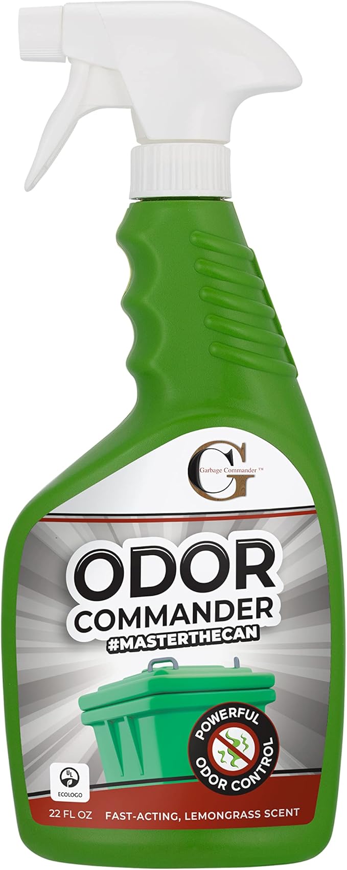 Garbage Commander Odor Commander, Odor Control Spray Bottle, 22 Ounce, Lemongrass Scent -Proudly Made in Canada