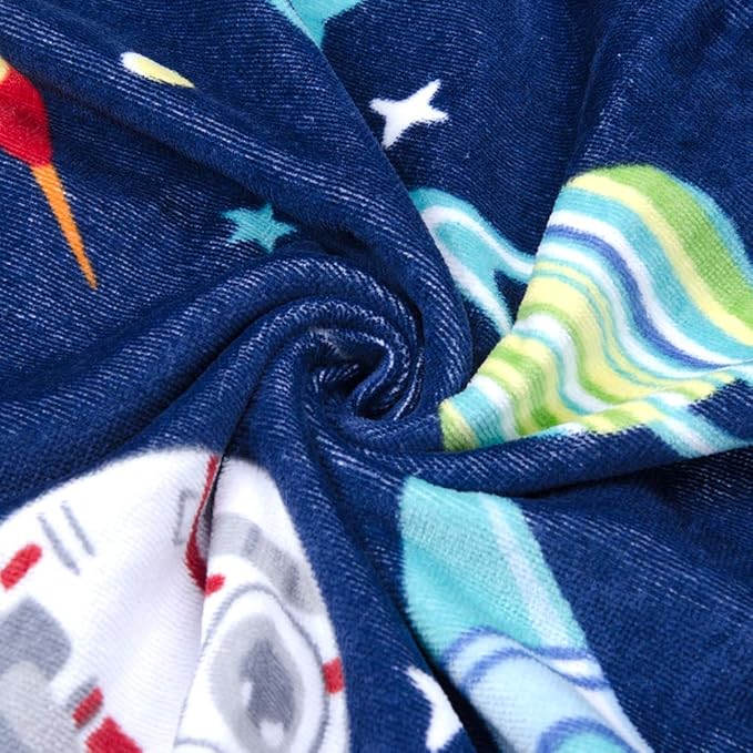 Florica Kids Hooded Bath Beach Towel Girls Boys, Super Absorbent & Soft Towel Poncho with Cute Design, 30 x 50 Inch After Pool Wrap Towel with Hood (Starry Sky)