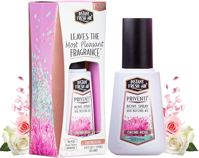 Priventi Toilet Spray & Bathroom Spray Odor Eliminator - Up to 120 Uses - Travel Size Odor Elimination for #2 - For Home, Office, Schools, Travel - Orchid Rose Fragrance - 2.4 oz