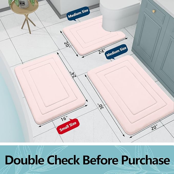 Arotive Memory Foam Bathroom Rug Mat 36x24, Ultra Soft and Absorbent Bath Mat, Machine Wash Dry, Comfortable Bath Rug Carpet for Bathroom Floor, Tub and Shower, Pink