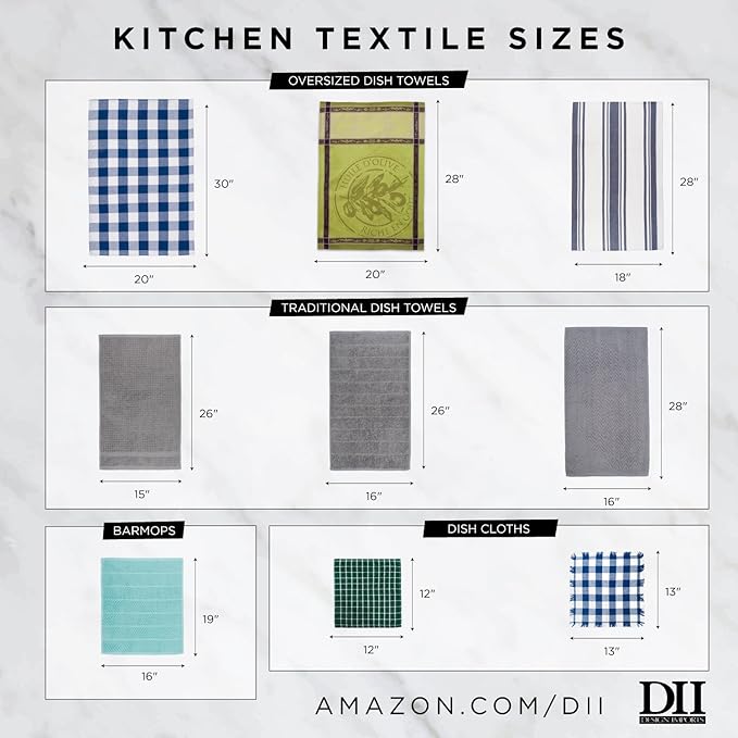 DII Cleaning Collection Multi-Purpose Microfiber, Black Damask, Dishtowel Set