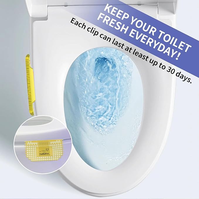 12 Pack Toilet Bowl Freshener Clip, Eco Bowl Clip Air Freshener for Bathroom, Odor Eliminator with Natural Lemon Fragrance Oils, Long Lasting Up to 30 Days, Discreet Clip for Toilet Rim