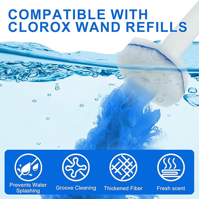 60pcs Disposable Toilet Bowl Wand Refills for Clorox,Replacement Brush Heads Compatible With Most Toilet Bowl Wand Refill System,Upgrade Fiber Cleaner Heads for Closestool Cleaning